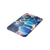 Muschel der Austern, Farbe blau in grau Badematte (Schrägansicht)