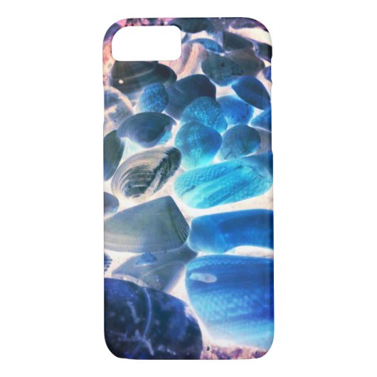 Muschel der Austern, Farbe blau in grau Case-Mate iPhone Hülle (Rückseite)