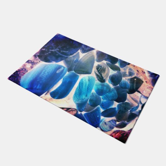 Muschel der Austern, Farbe blau in grau Fußmatte (Schrägansicht)