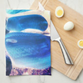 Muschel der Austern, Farbe blau in grau Geschirrtuch (Viertel Falte)