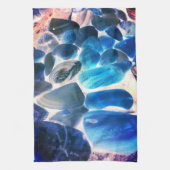 Muschel der Austern, Farbe blau in grau Geschirrtuch (Vertikal)