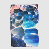 Muschel der Austern, Farbe blau in grau Golfhandtuch (Vorderseite)