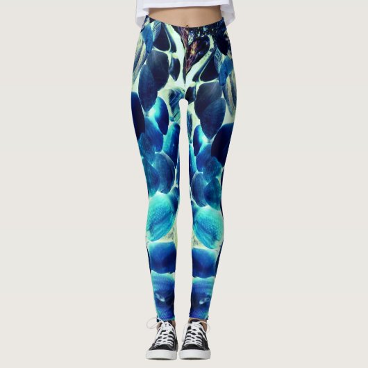 Muschel der Austern, Farbe blau in grau Leggings (Vorderseite)