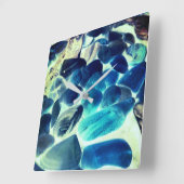 Muschel der Austern, Farbe blau in grau Quadratische Wanduhr (Winkel)