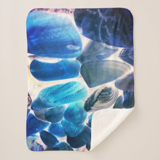 Muschel der Austern, Farbe blau in grau Sherpadecke (Vorderseite)