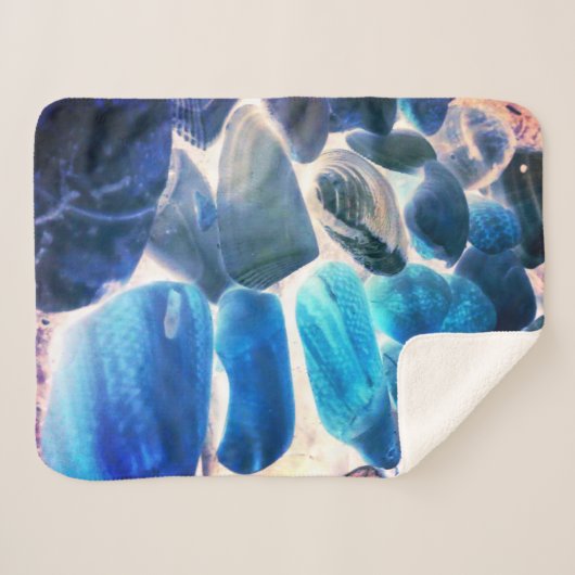 Muschel der Austern, Farbe blau in grau Sherpadecke (Vorderseite (Horizontal))