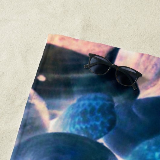 Muschel der Austern, Farbe blau in grau Strandtuch (Beispiel)