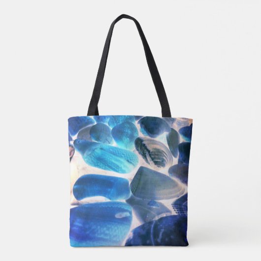 Muschel der Austern, Farbe blau in grau Tasche (Rückseite)