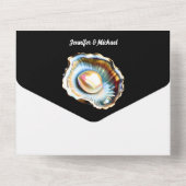 Muschel der Schwarz-weißen Muschelperle Tropenmusc All In One Einladung (Rückseite)