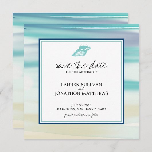 Muschel der Wasserfarbe speichern Sie das Datum Save The Date (Vorne/Hinten)