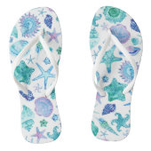 Muschel des blauen Küstenwassers und der Seesterne Badesandalen (Fußbett)