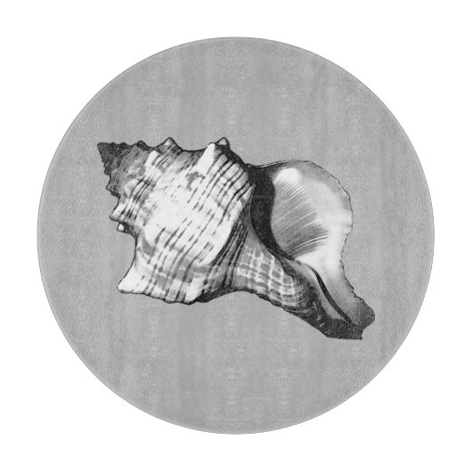 Muschel des Conchs - Grautöne Schneidebrett (Vorderseite)
