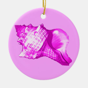 Muschel des Conchs - Orchideen und Weiß Keramik Ornament