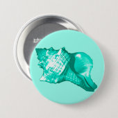 Muschel des Conchs - Türkis, Weiß und Wasser Button (Vorne & Hinten)