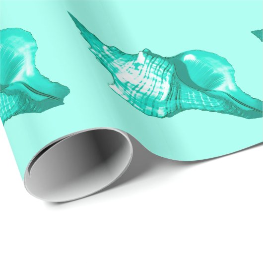 Muschel des Conchs - Türkis, Weiß und Wasser Geschenkpapier (Rolleneckpunkt)