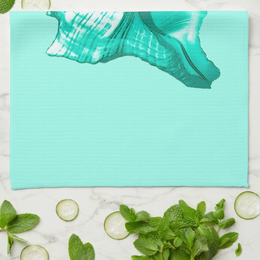 Muschel des Conchs - Türkis, Weiß und Wasser Geschirrtuch (Gefaltet)