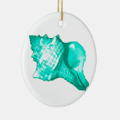 Muschel des Conchs - Türkis, Weiß und Wasser Keramik Ornament (Rechts)