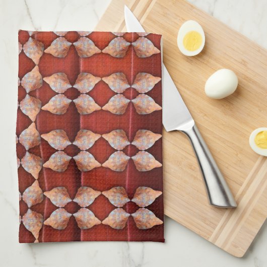 Muschel des Meeres, Rot Küchentuch (Viertel Falte)