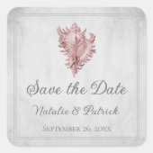 Muschel des rosa Konkers Save the Date Aufkleber (Vorderseite)