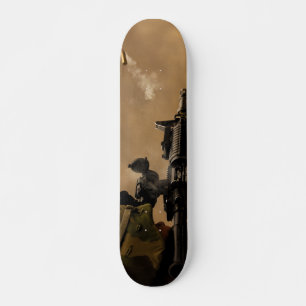 Muschel, die aus einem Gewehr der M-4 geflochten i Skateboard