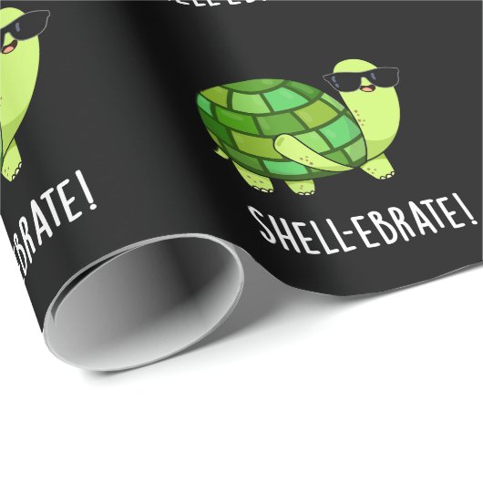 Muschel-ebrate Funny Tortoise Animal Pun Dark BG Geschenkpapier (Rolleneckpunkt)