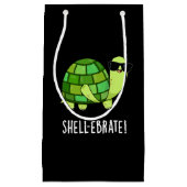 Muschel-ebrate Funny Tortoise Animal Pun Dark BG Kleine Geschenktüte (Vorderseite)