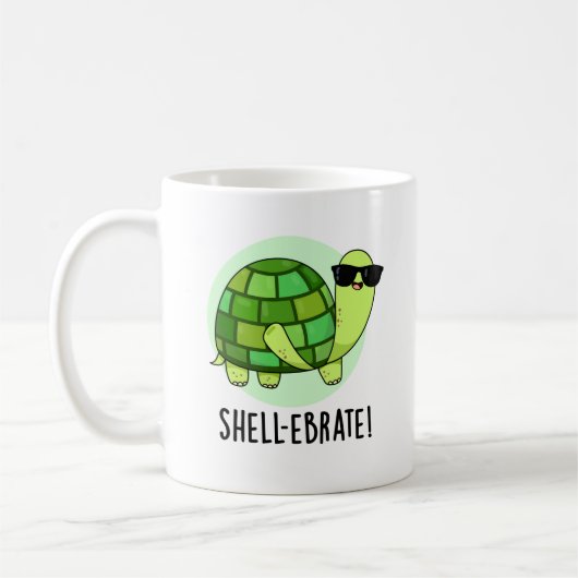 Muschel-ebrate Funny Tortoise Animal Pun Kaffeetasse (Links)