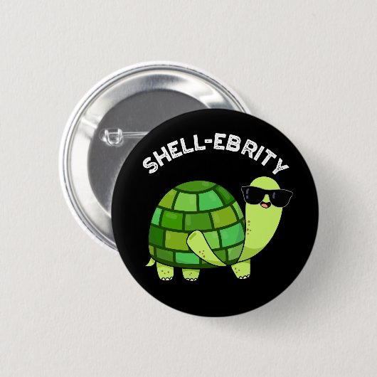 Muschel-ebrity Funny Celebrity Tortoise Pun Dark B Button (Vorne & Hinten)