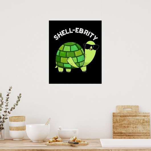 Muschel-ebrity Funny Celebrity Tortoise Pun Dark B Poster (Küche)