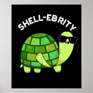 Muschel-ebrity Funny Celebrity Tortoise Pun Dark B Poster