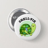Muschel-Fie Funny Tortoise Selfie Pun Button (Vorne & Hinten)