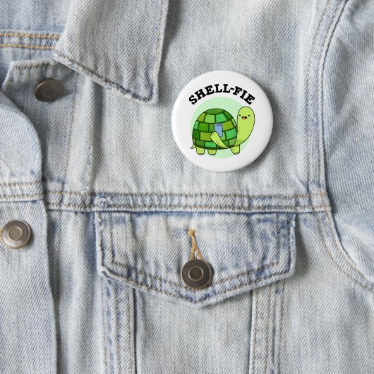Muschel-Fie Funny Tortoise Selfie Pun Button (Beispiel)