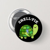 Muschel Fie Funny Tortoise Selfie Pun Dark BG Button (Vorne & Hinten)