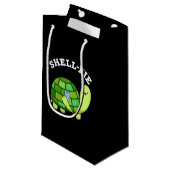 Muschel Fie Funny Tortoise Selfie Pun Dark BG Kleine Geschenktüte (Vorderseite Schrägansicht)