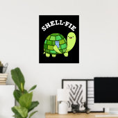 Muschel Fie Funny Tortoise Selfie Pun Dark BG Poster (Heimbüro)
