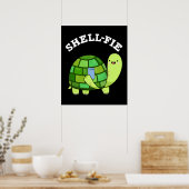 Muschel Fie Funny Tortoise Selfie Pun Dark BG Poster (Küche)