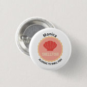 Muschel Fisch Allergie Warnhinweis Button (Vorne & Hinten)