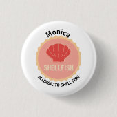 Muschel Fisch Allergie Warnhinweis Button (Vorderseite)