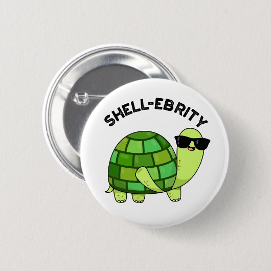 Muschel Funny Celebrity Tortoise Pun Button (Vorne & Hinten)
