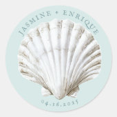 Muschel | Hochzeit am Strand Runder Aufkleber (Vorderseite)