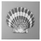 Muschel im Meer - Holzkohle grau und weiß Fliese (Vorderseite)