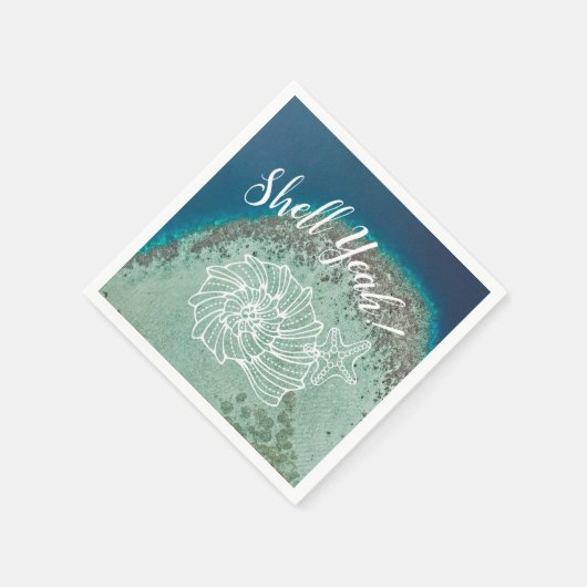 Muschel Ja, mit Muscheln auf Jungfrau Island Water Serviette (Ecke)