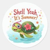 Muschel Ja! 🐢 Runder Aufkleber (Vorderseite)
