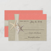 Muschel-Karte für Beach Amore Coral RSVP Karte (Vorne/Hinten)