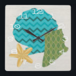 Muschel kopiert II Quadratische Wanduhr<br><div class="desc">Meeresflora und -fauna</div>