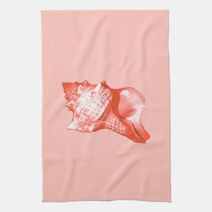 Muschel - Korallen, Muschel rosa und weiß Küchentuch