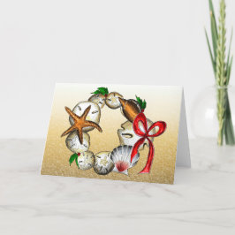 Muschel Kranz - Weihnachts-/Urlaubskarte Feiertagskarte