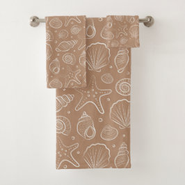 Muschel Küsten Nautilus Boho Strand Neutral Beige Badhandtuch Set