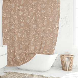 Muschel Küsten Nautilus Boho Strand Neutral Beige Duschvorhang