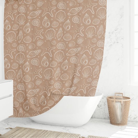 Muschel Küsten Nautilus Boho Strand Neutral Beige Duschvorhang